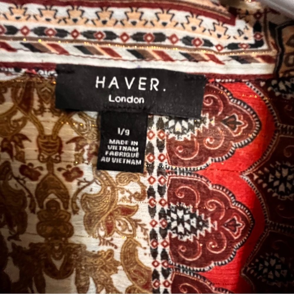 Haver London Sheer Tiered Women’s Blouse   size oversized large Front Tie - Picture 3 of 6